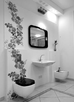 Черно-белое решение - дизайн ванной комнаты от Салона "Панорама"